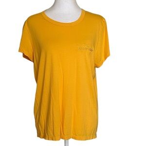 Marine Layer Yellow T-Shirt Nature Valley Women's Large Short Sleeve Stretch